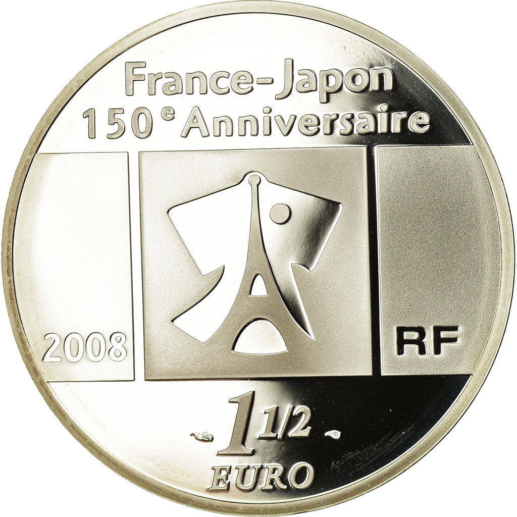 Frankreich, 1-1/2 Euro, France/Japon - Paris/Tokyo, 2008, BE, STGL, Silber