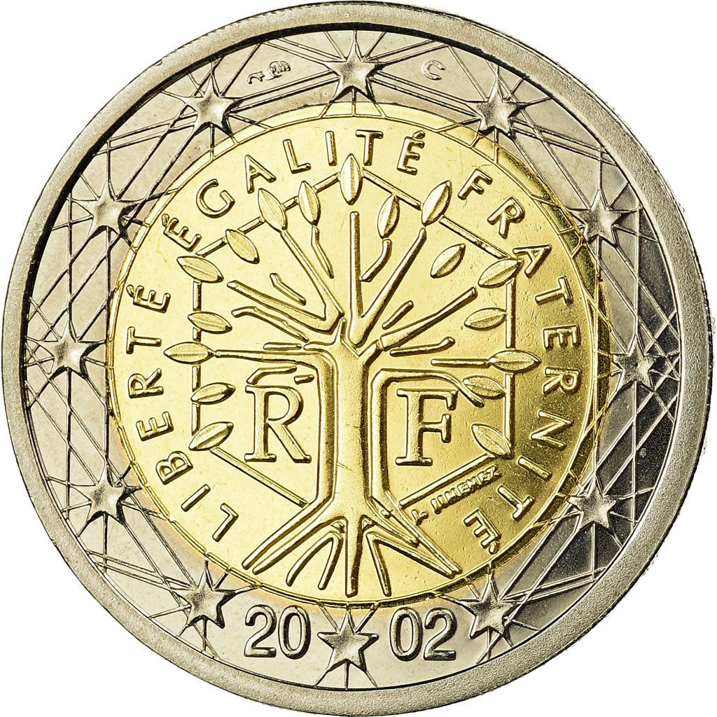 France, 2 Euro, 2002, BE, MS(63), Bi-Metallic, KM:1289