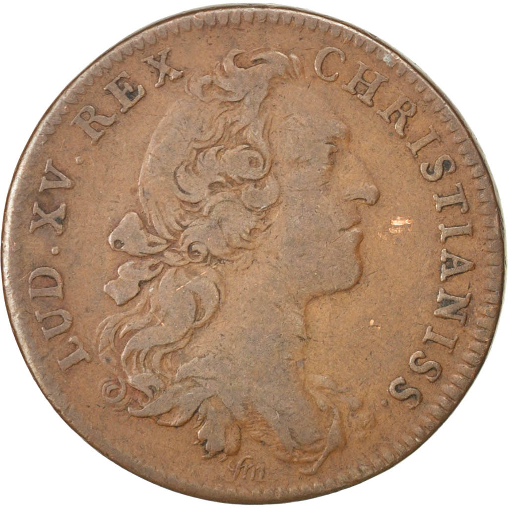 France, Royal, Token, 1755, VF(30-35), Copper, Feuardent #1572, 7.19