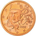 France, Euro Cent, 2002, BE, MS(63), Copper Plated Steel, KM:1282