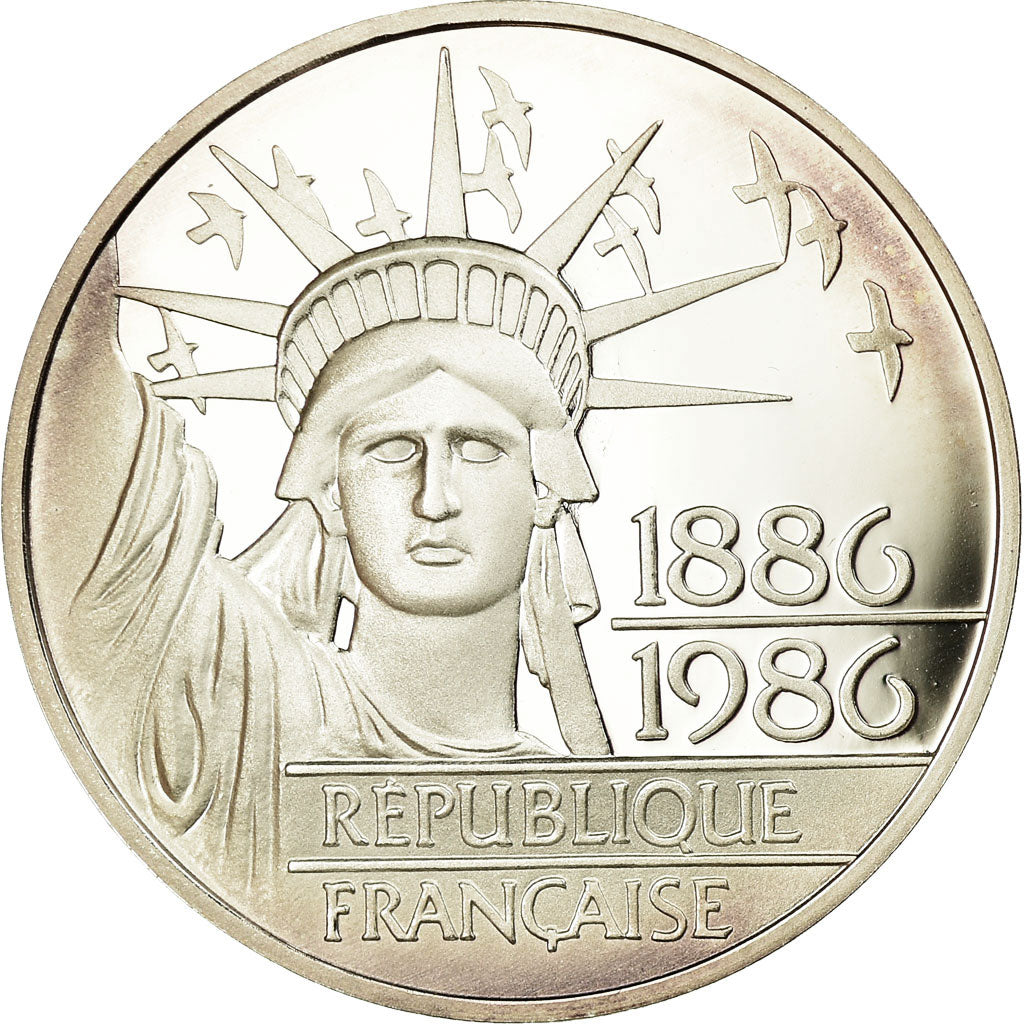 Moneta, Francja, Statue de la Liberté, 100 Francs, 1985, BE, MS(65-70), Srebro