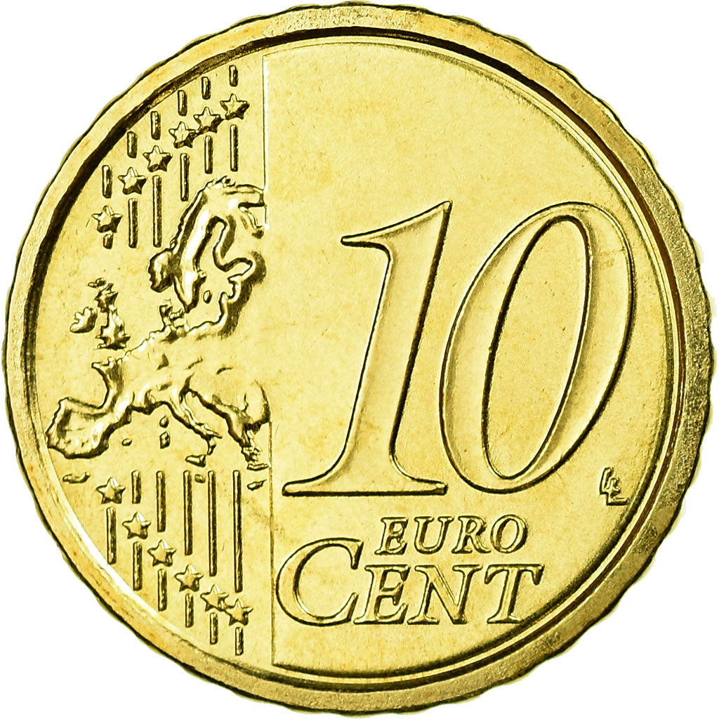 San Marino, 10 Euro Cent, 2010, MS(63), Brass, KM:482