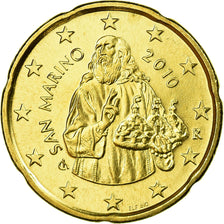 San Marino, 20 Euro Cent, 2010, MS(63), Brass, KM:483