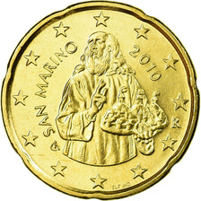 San Marino, 20 Euro Cent, 2010, MS(63), Brass, KM:483