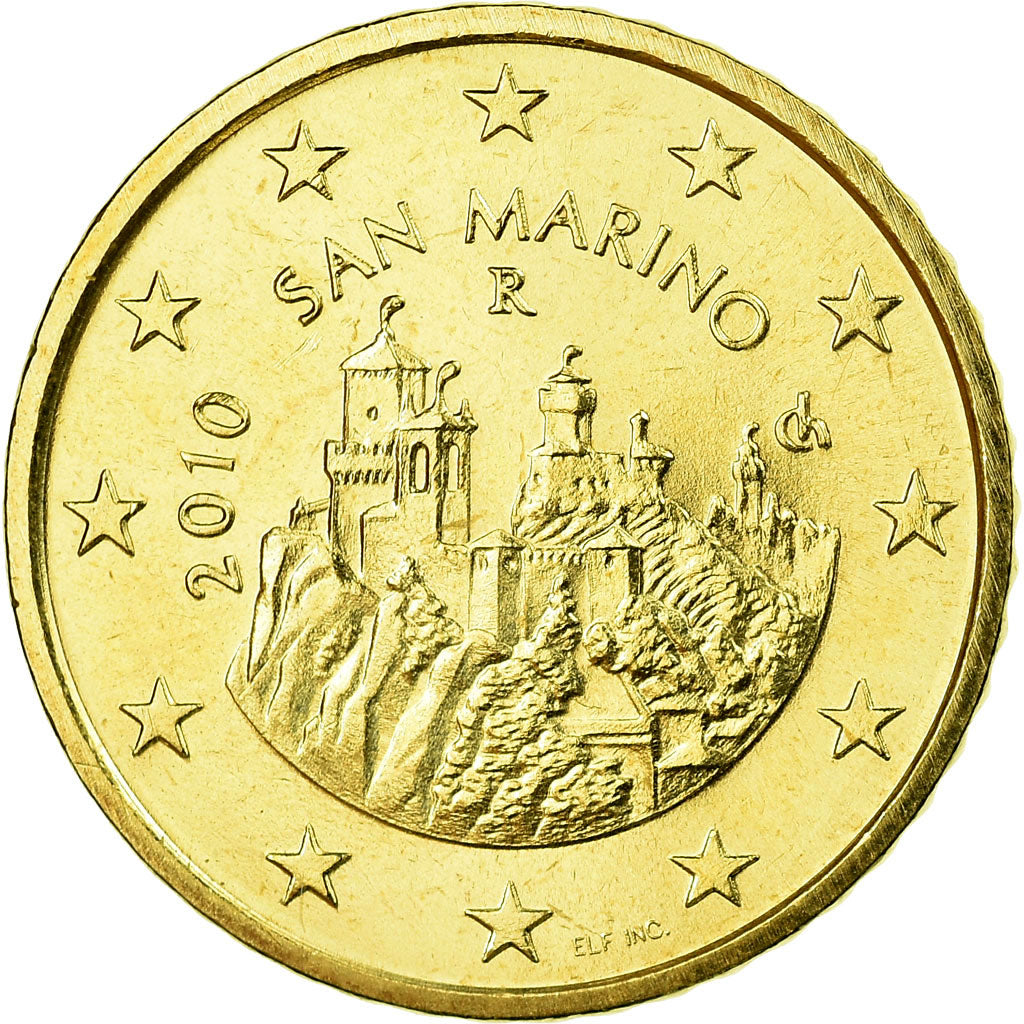 San Marino, 50 Euro Cent, 2010, MS(63), Brass, KM:484