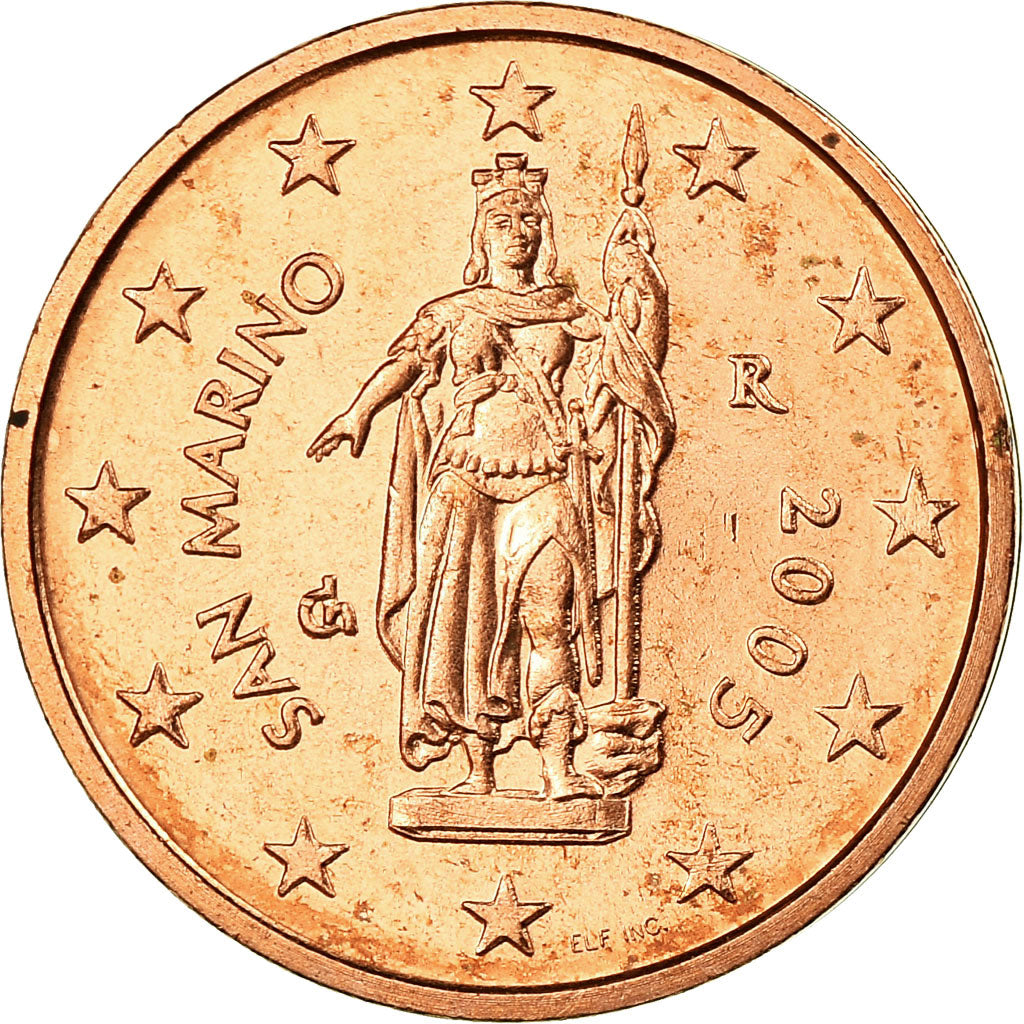 San Marino, 2 Euro Cent, 2005, S+, Copper Plated Steel, KM:441