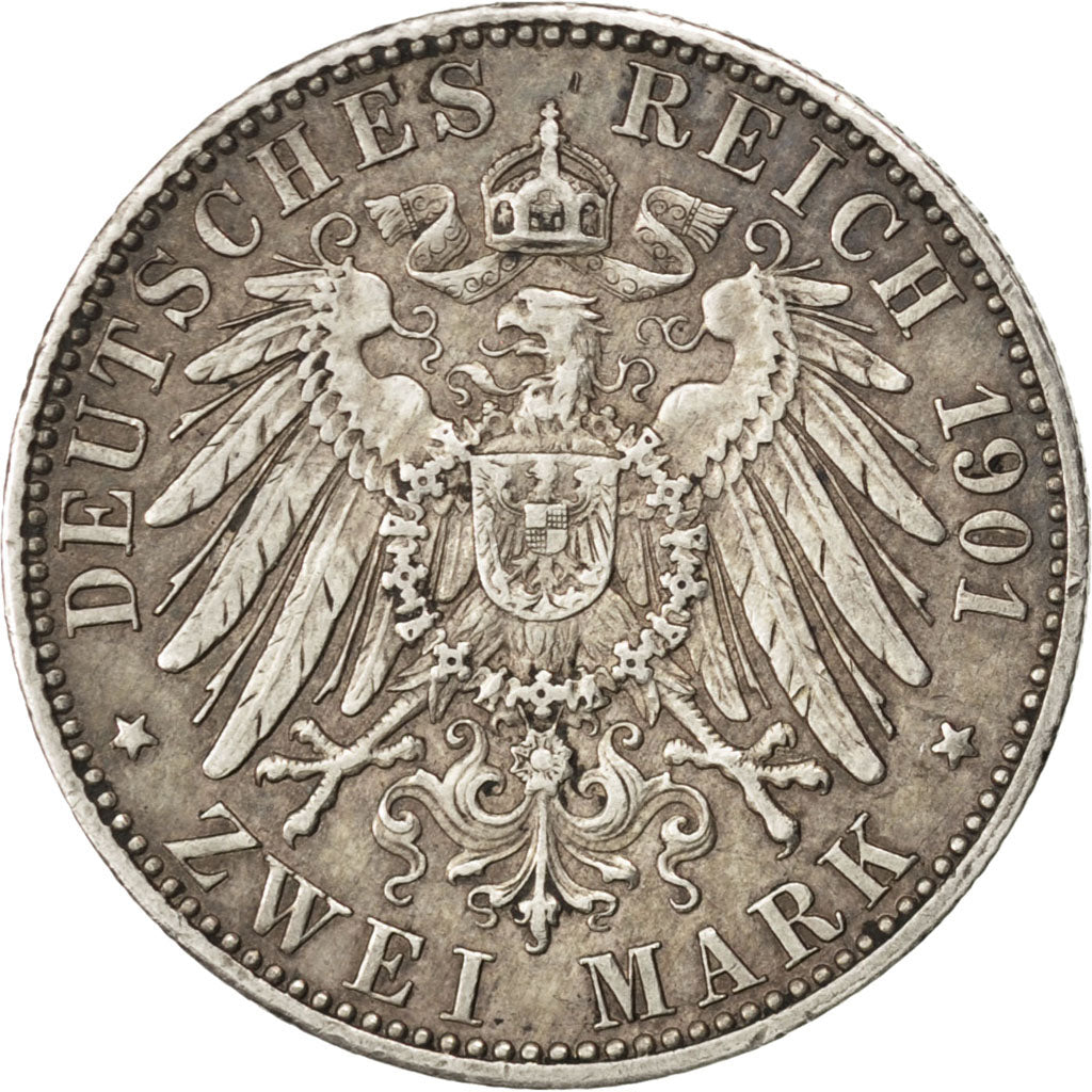 German States, 2 Mark, 1901, Berlin, KM #525, AU(50-53), Silver, 28, 11.08