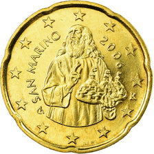 San Marino, 20 Euro Cent, 2006, MS(63), Brass, KM:444