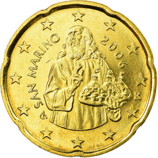 San Marino, 20 Euro Cent, 2006, MS(63), Brass, KM:444