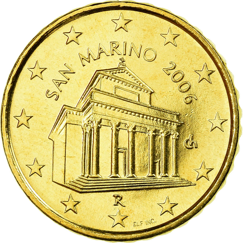 San Marino, 10 Euro Cent, 2006, MS(63), Brass, KM:443