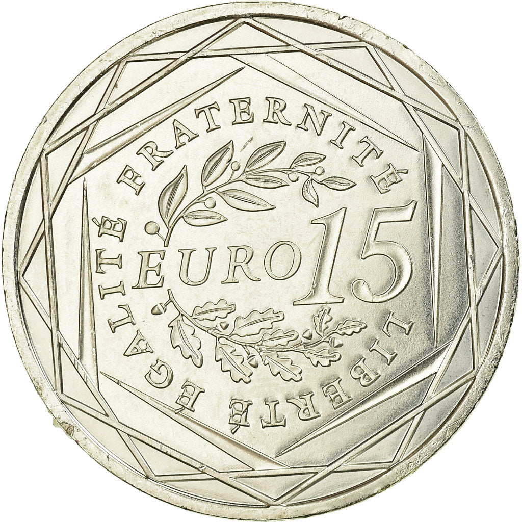 France, 15 Euro, 2008, MS(63), Silver, KM:1535