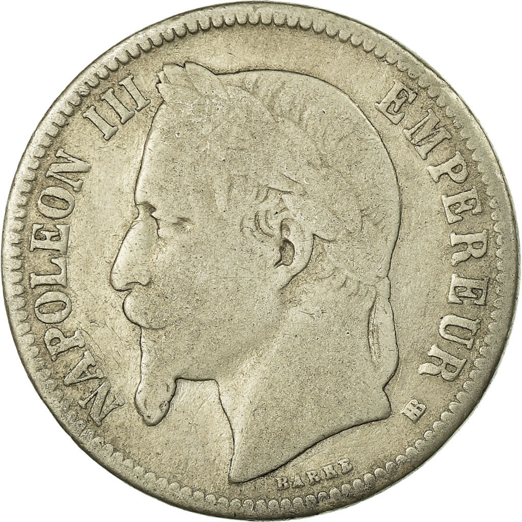 Moneta, Francia, Napoleon III, Napoléon III, Franc, 1867, Strasbourg, B+