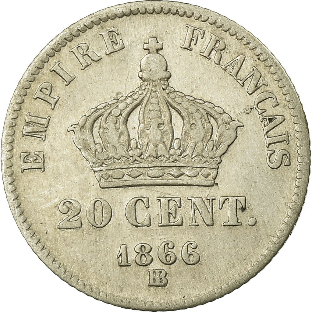 Moneta, Francia, Napoleon III, Napoléon III, 20 Centimes, 1866, Strasbourg, B+