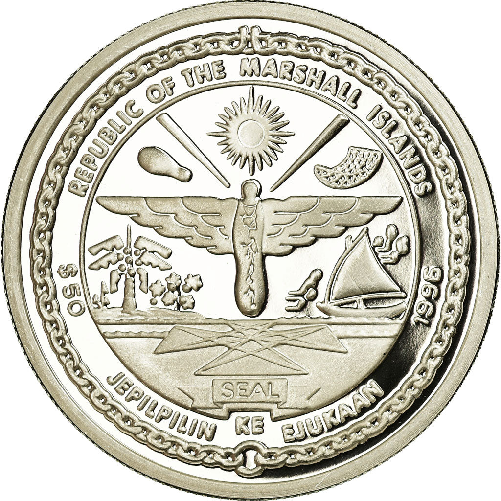 Moneda, Islas Marshall, 50 Dollars, 1996, Roger Williams , Proof, FDC, Plata