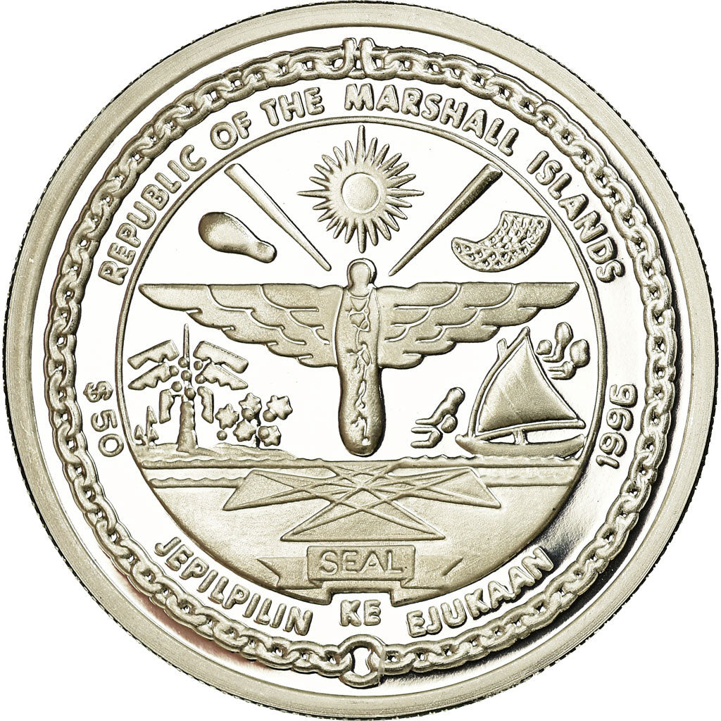 Moneta, Isole Marshall, 50 Dollars, 1996, Roger Williams , Proof, SPL, Argento