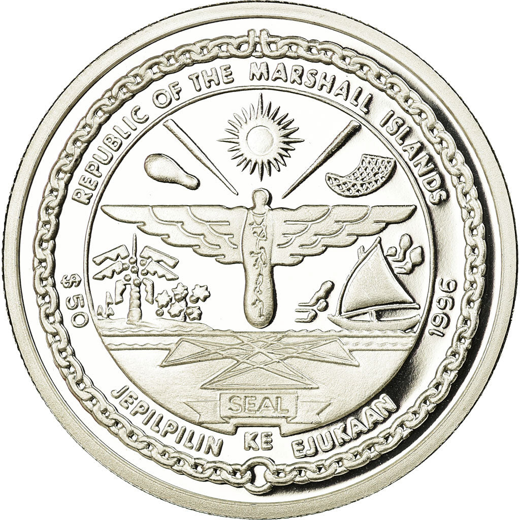 Münze, Marshall Islands, 50 Dollars, 1996, Roger Williams , UNZ, Silber, KM:357