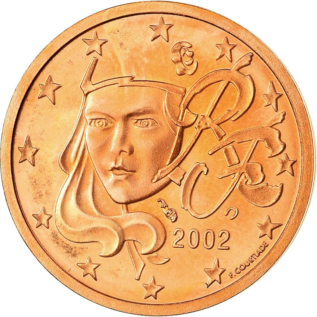 France, 2 Euro Cent, 2002, BE, MS(65-70), Copper Plated Steel, KM:1283