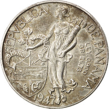 PANAMA, Balboa, 1947, KM #13, EF(40-45), Silver, 38.1, 26.78