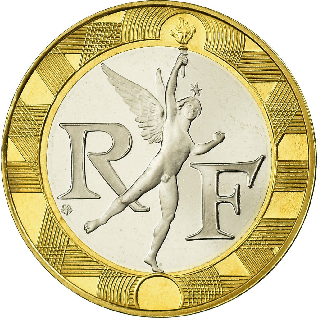 Moeda, França, Génie, 10 Francs, 2001, Paris, BE, MS(65-70), Alumínio-Bronze