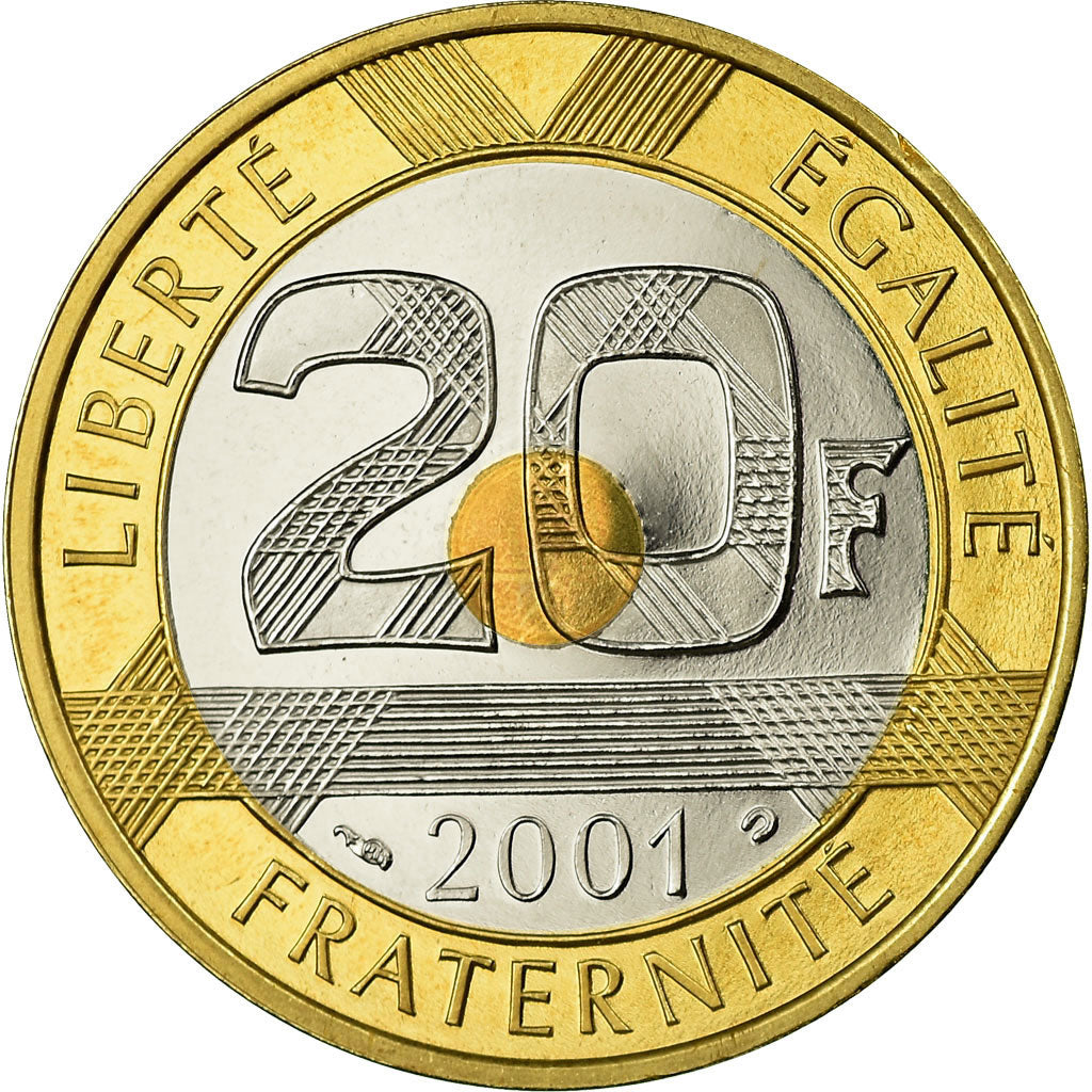Coin, France, Mont Saint Michel, 20 Francs, 2001, Paris, BE, MS(65-70)