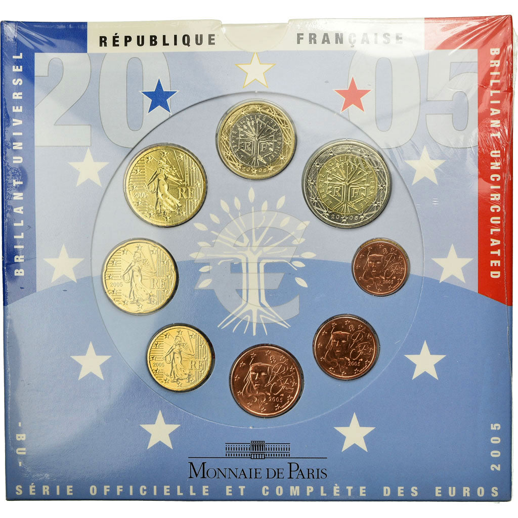 Frankreich, 1 Cent to 2 Euro, 2005, STGL, (No Composition)