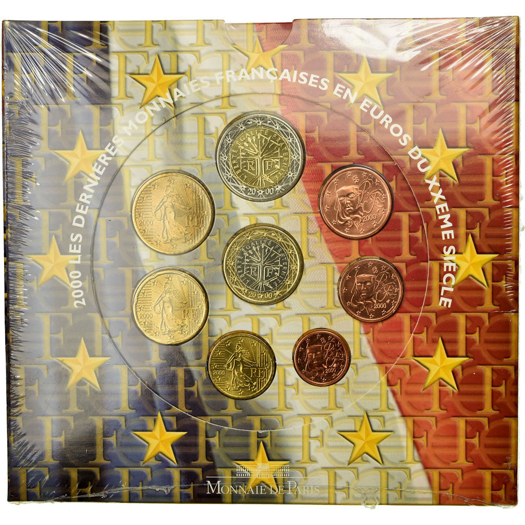 France, 1 Cent to 2 Euro, 2000, MS(65-70)