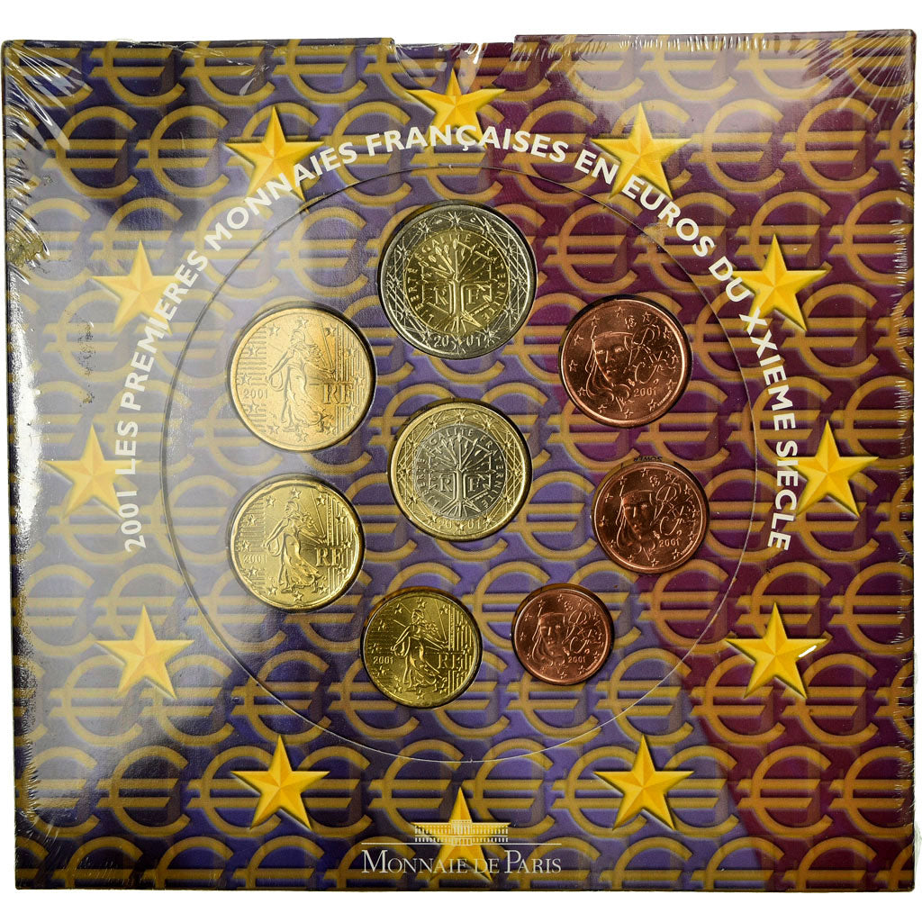 Frankrijk, 1 Cent to 2 Euro, 2001, FDC, (No Composition)