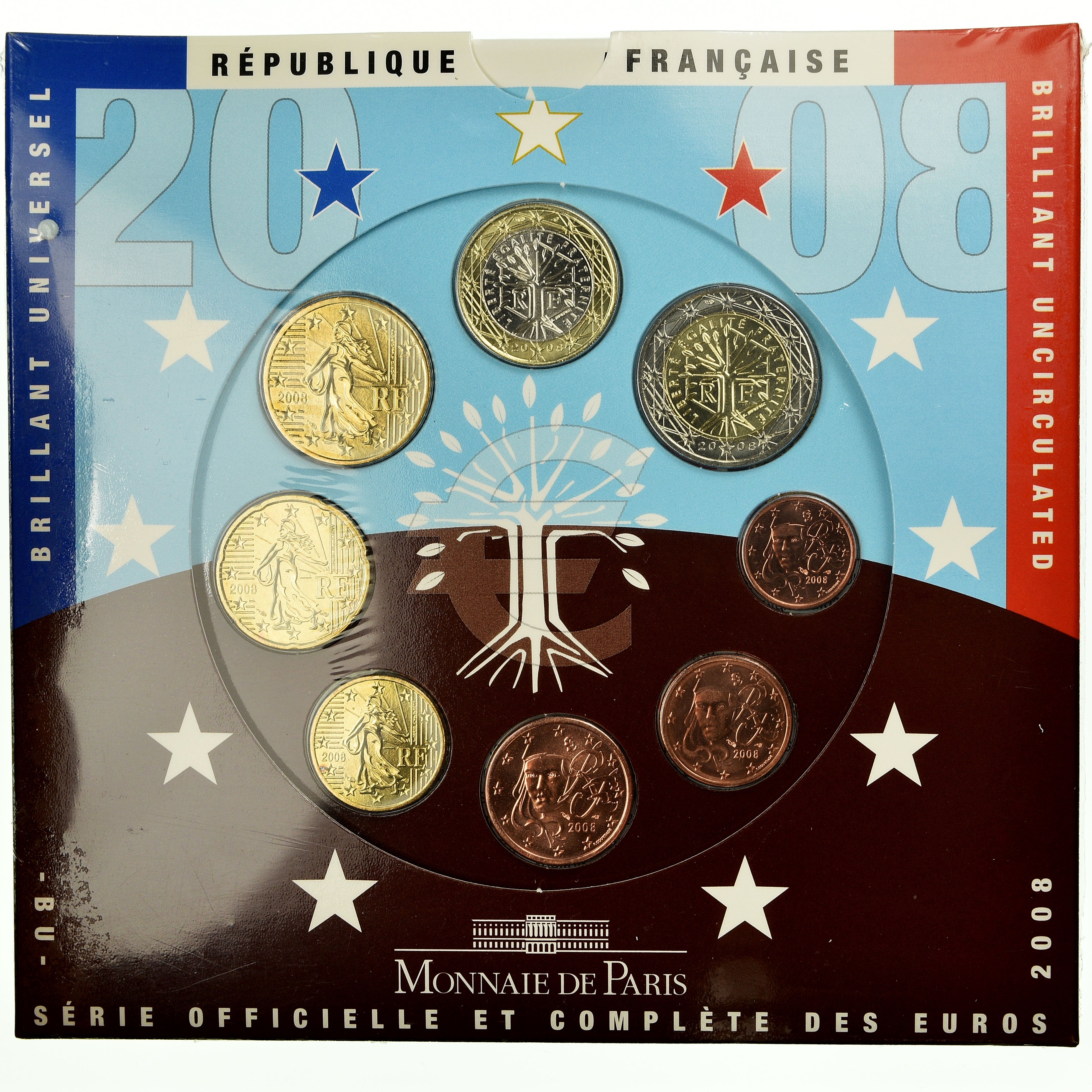 Frankreich, 1 Cent to 2 Euro, 2008, STGL, (No Composition)