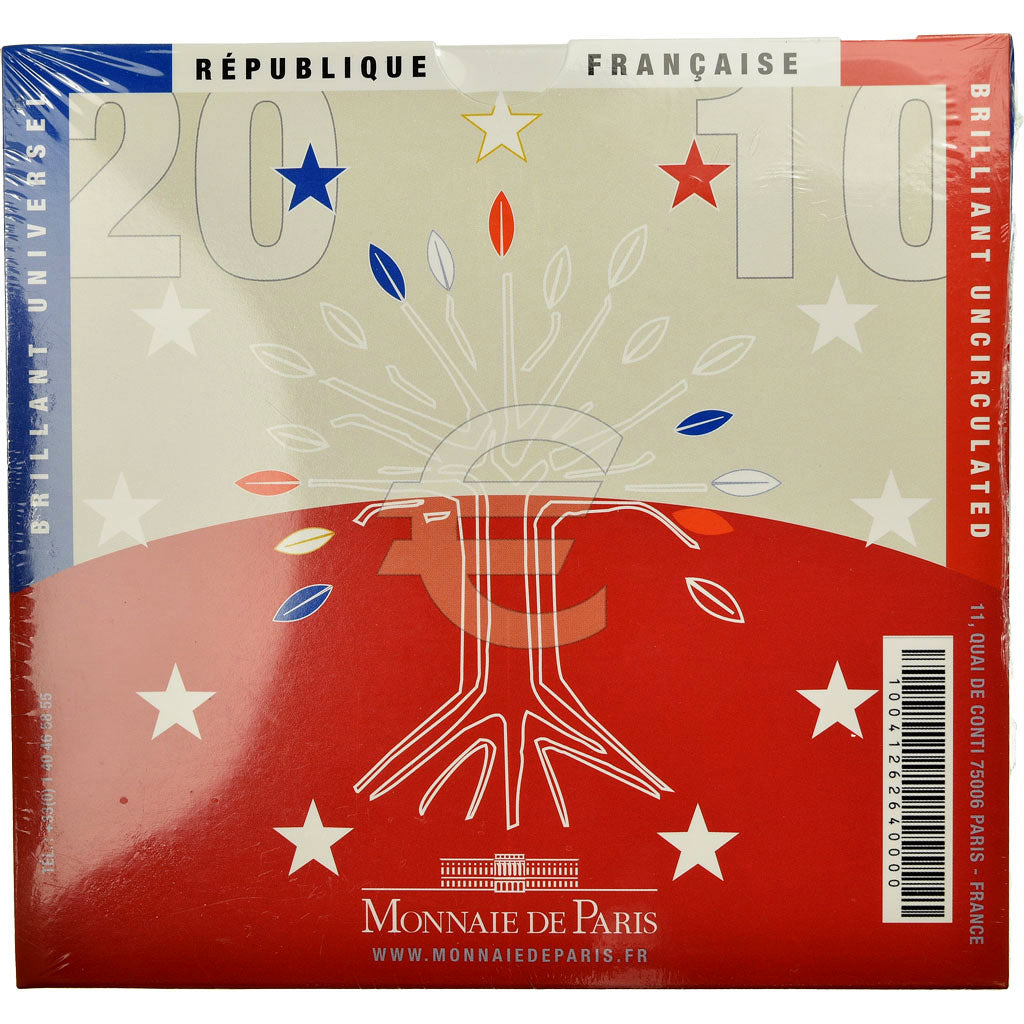 France, 1 Cent to 2 Euro, 2010, MS(65-70)