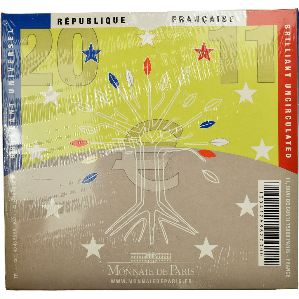 France, 1 Cent to 2 Euro, 2011, MS(65-70)