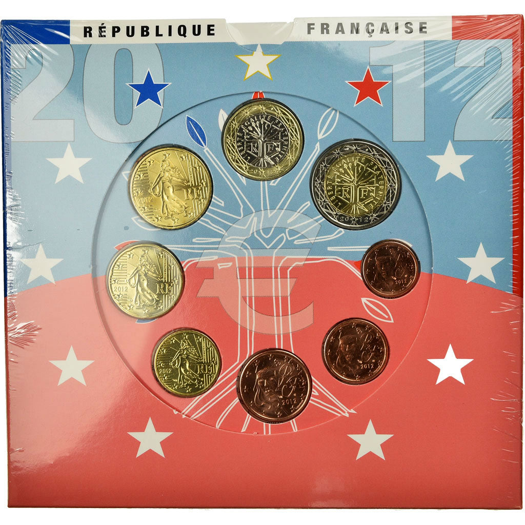 France, 1 Cent to 2 Euro, 2012, FDC, (No Composition)