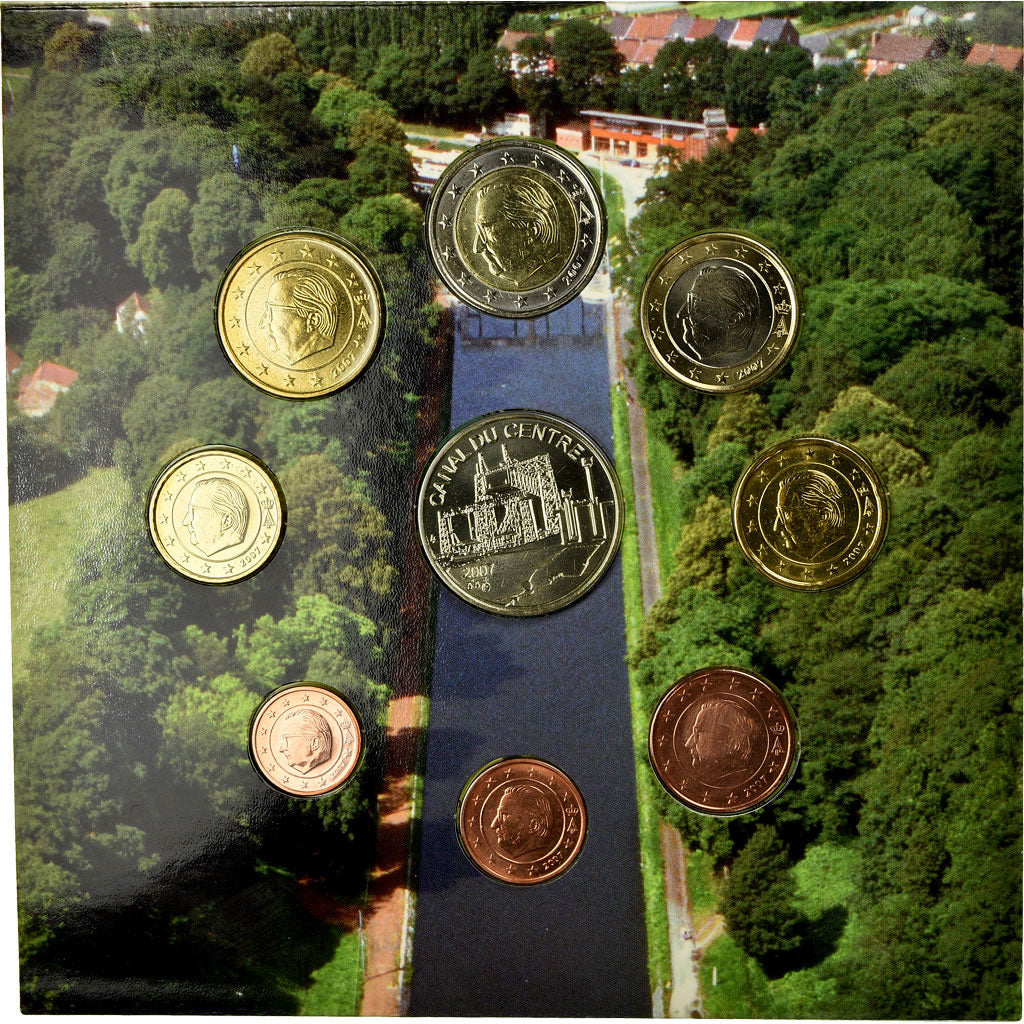 Belgium, 1 Cent to 2 Euro, 2007, MS(65-70)