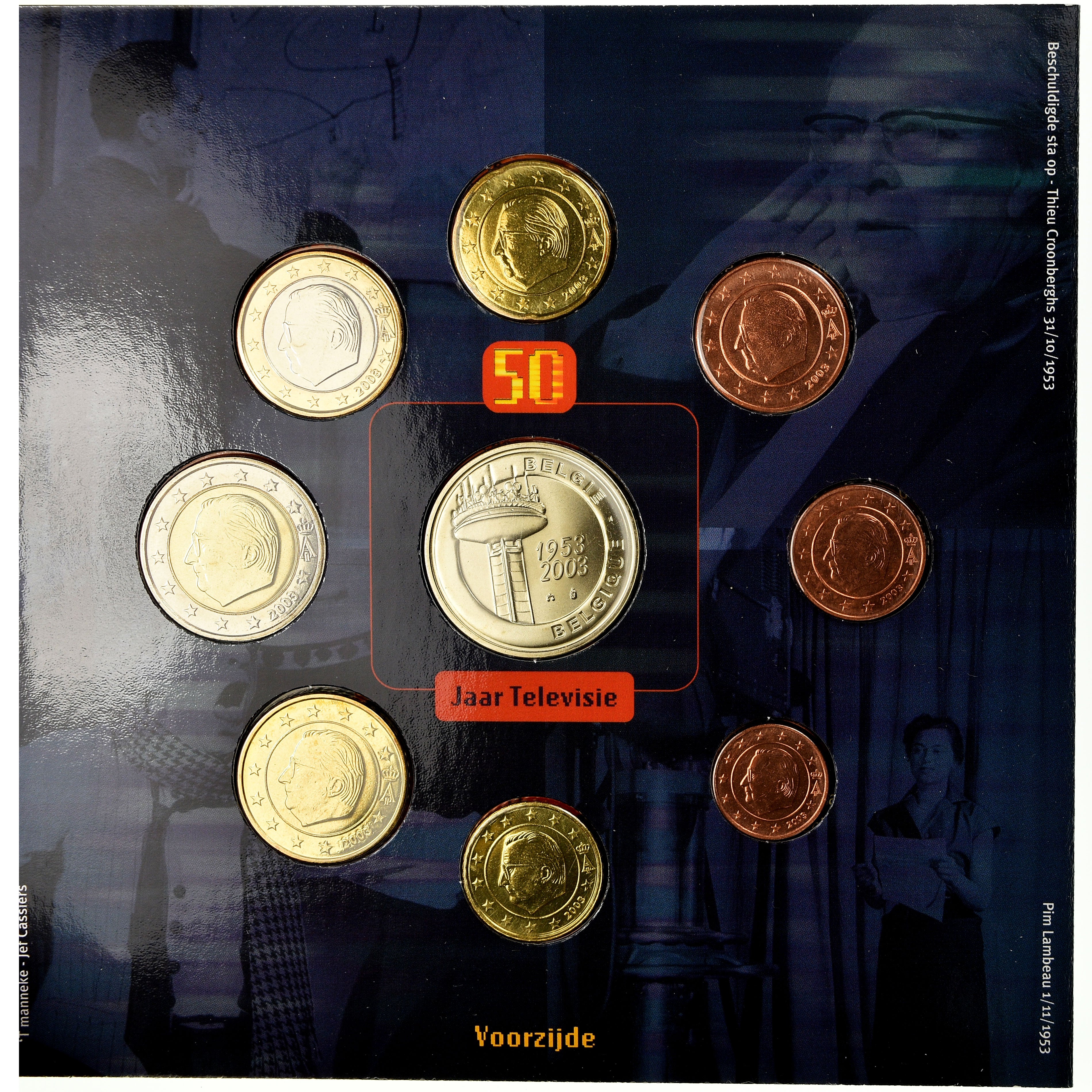 Belgia, 1 Cent to 2 Euro, 2003, Brussels, MS(65-70), (bez składu)