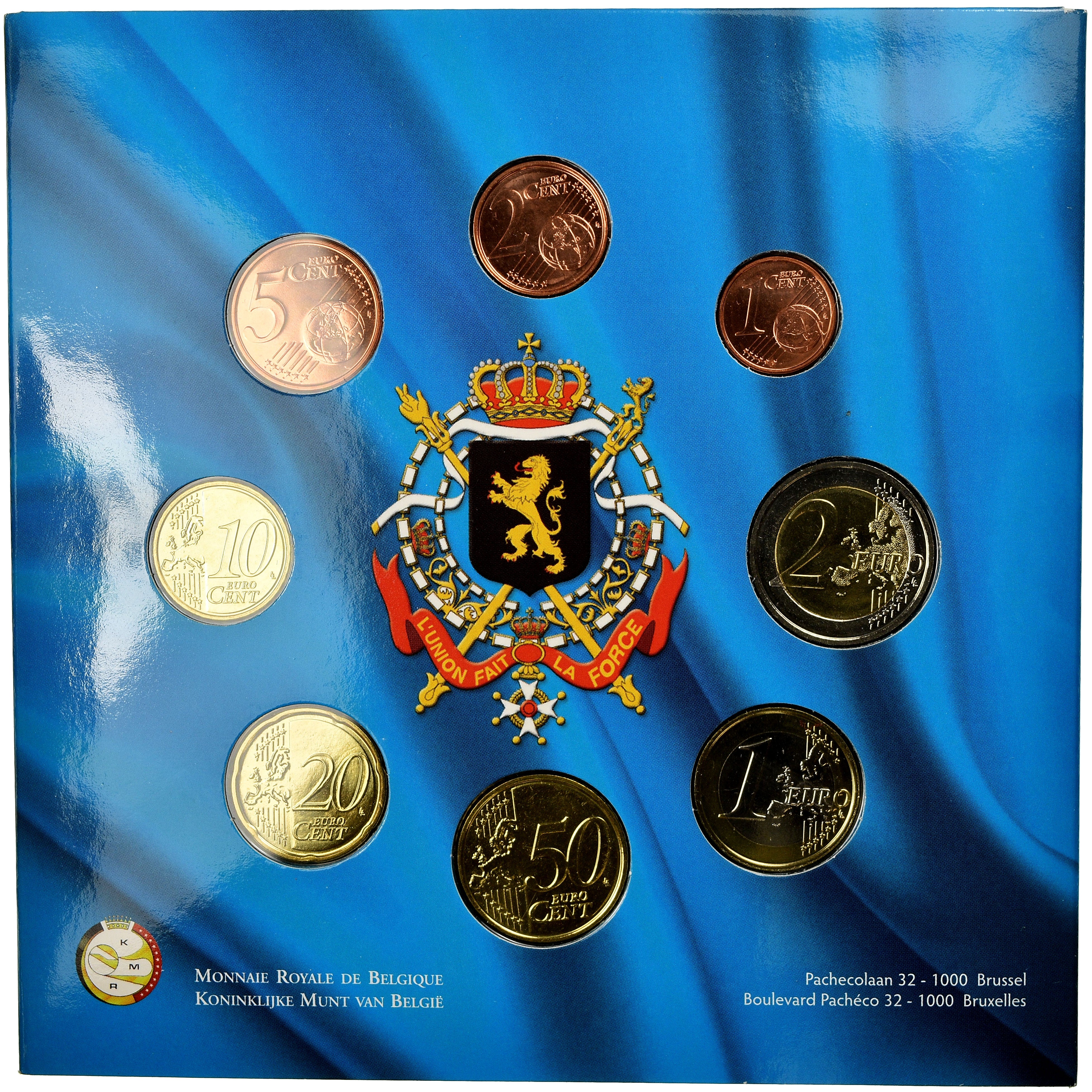 Belgium, 1 Cent to 2 Euro, Benelux, 2013, MS(65-70)
