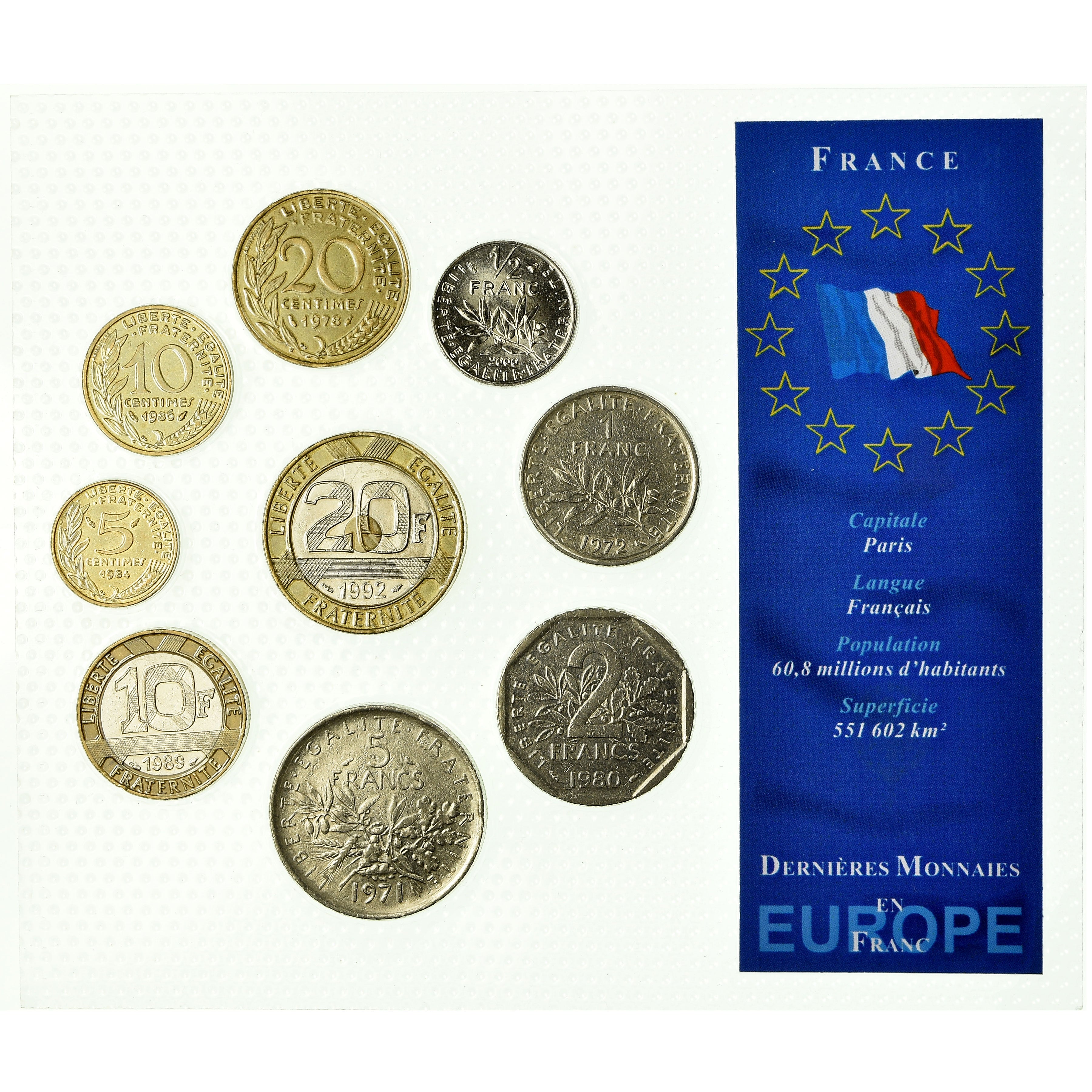 Coin, France, 5 centimes à 20 francs, Mixed Dates, Paris, EF(40-45), (No