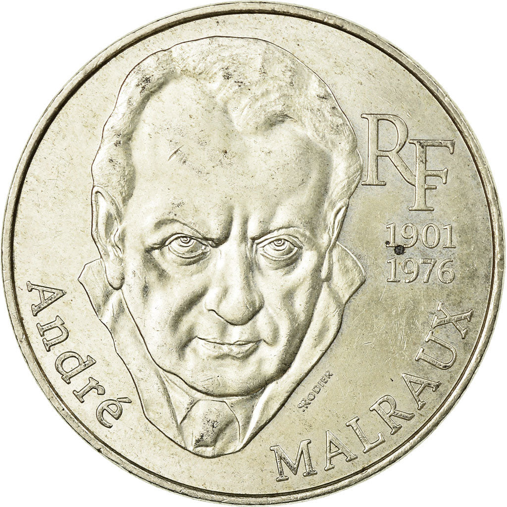 Moneta, Francja, André Malraux, 100 Francs, 1997, EF(40-45), Srebro, KM:1188