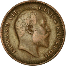 Coin, INDIA-BRITISH, Edward VII, 1/4 Anna, 1907, Calcutta, VF(30-35), Bronze