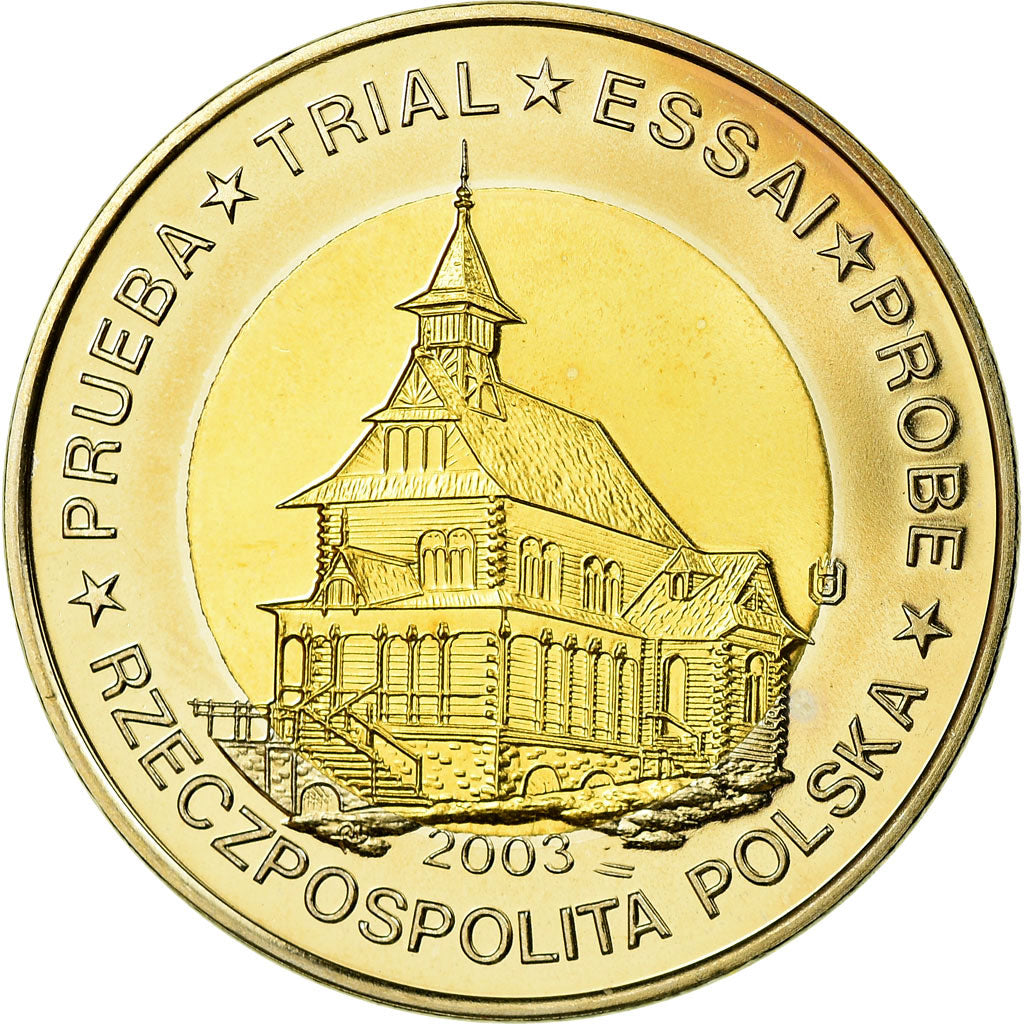 Polska, 2 Euro, 2003, MS(63), Bimetaliczny