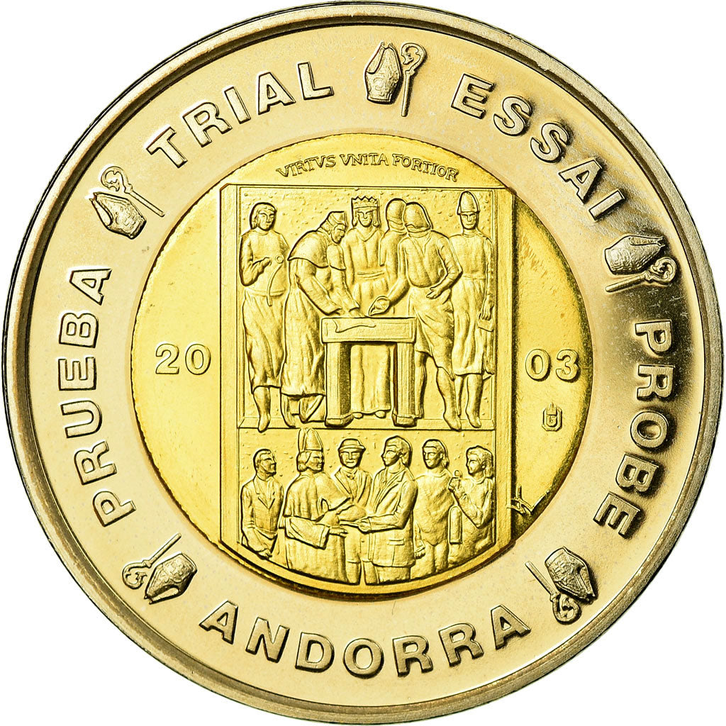 Andorra, 2 Euro, 2003, MS(63), Bimetálico
