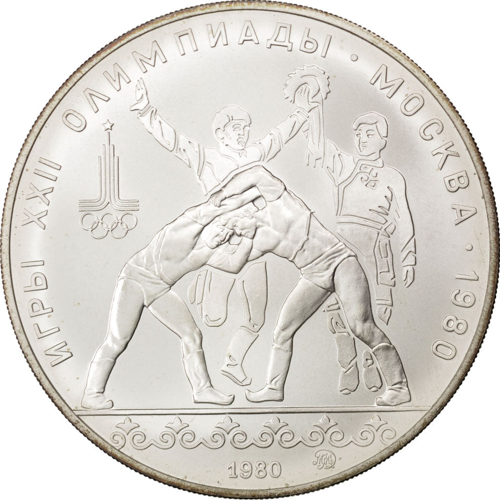 RUSSIA, 10 Roubles, 1980, KM #183, MS(63), Silver, 33.34
