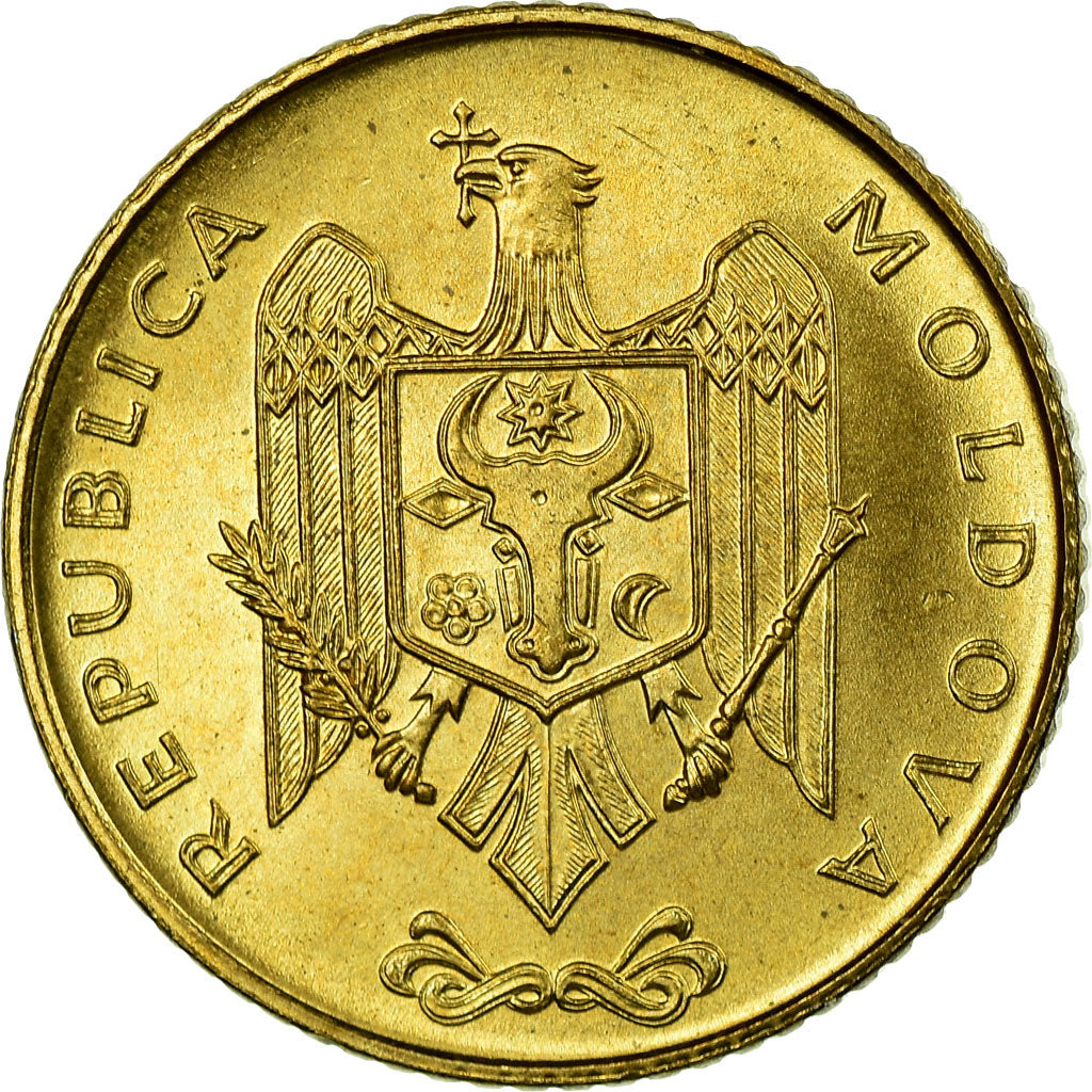 Coin, Moldova, 50 Bani, 2005, MS(63), Brass Clad Steel, KM:10