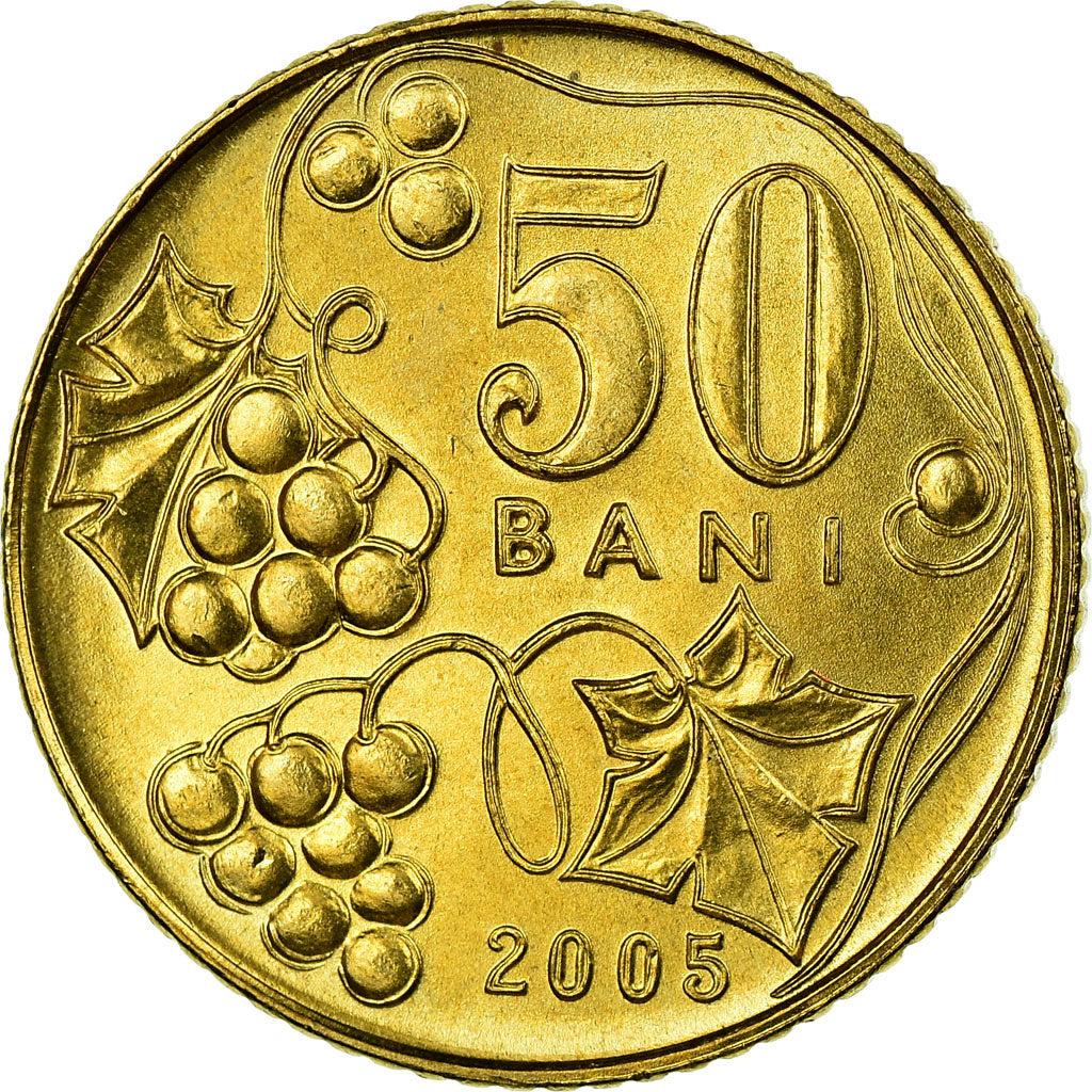 Coin, Moldova, 50 Bani, 2005, MS(63), Brass Clad Steel, KM:10