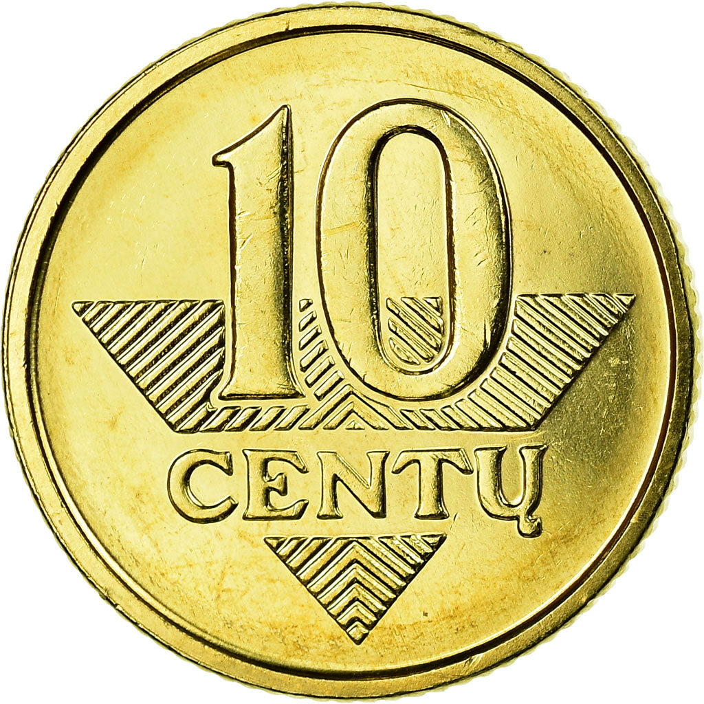 Moneta, Litwa, 10 Centu, 2010, MS(63), Mosiądz niklowy, KM:106