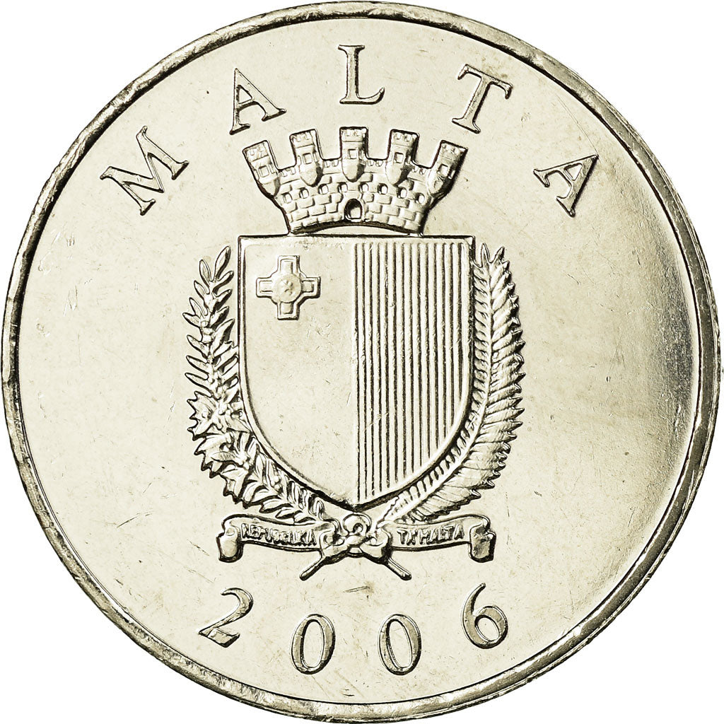 Coin, Malta, Lira, 2006, British Royal Mint, MS(63), Nickel, KM:99
