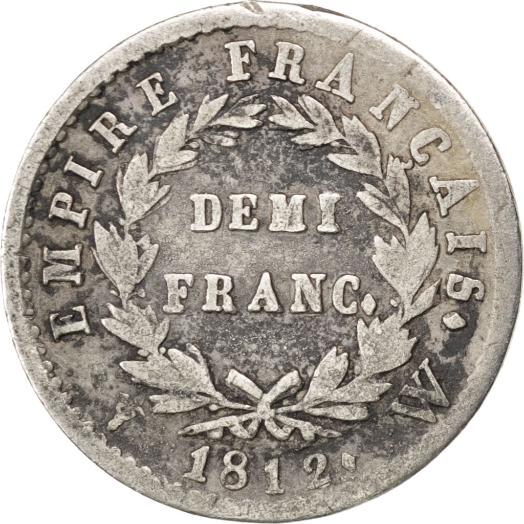Francia, Demi Franc, 1812, Lille, MB, Argento, KM:691.15, Gadoury:399