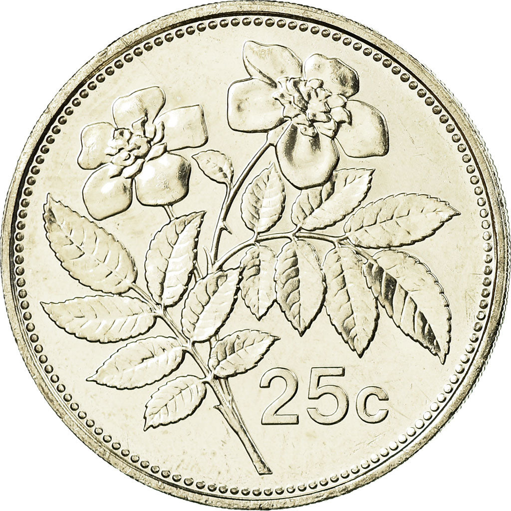 Coin, Malta, 25 Cents, 2006, Franklin Mint, MS(63), Copper-nickel, KM:97