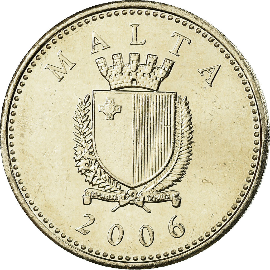 Coin, Malta, 25 Cents, 2006, Franklin Mint, MS(63), Copper-nickel, KM:97