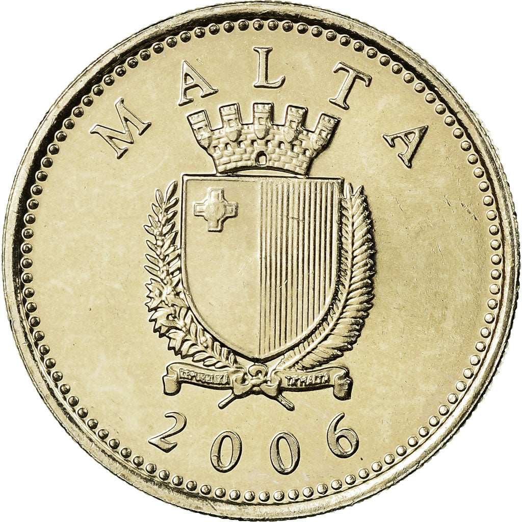 Coin, Malta, 10 Cents, 2006, British Royal Mint, MS(63), Copper-nickel, KM:96