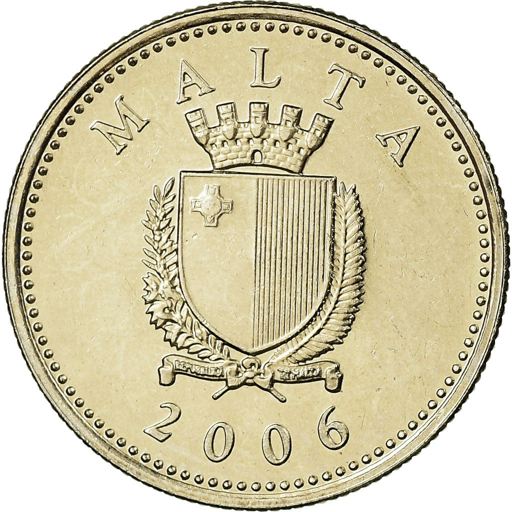 Coin, Malta, 2 Cents, 2006, British Royal Mint, MS(63), Copper-nickel, KM:94