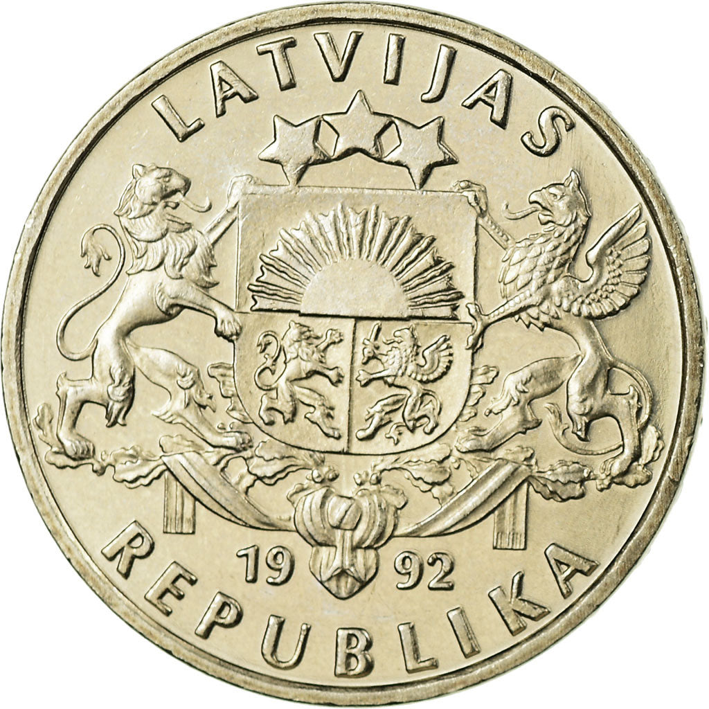 Coin, Latvia, Lats, 1992, MS(63), Copper-nickel, KM:12